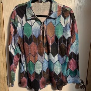 Multicolor Geometric Women Top